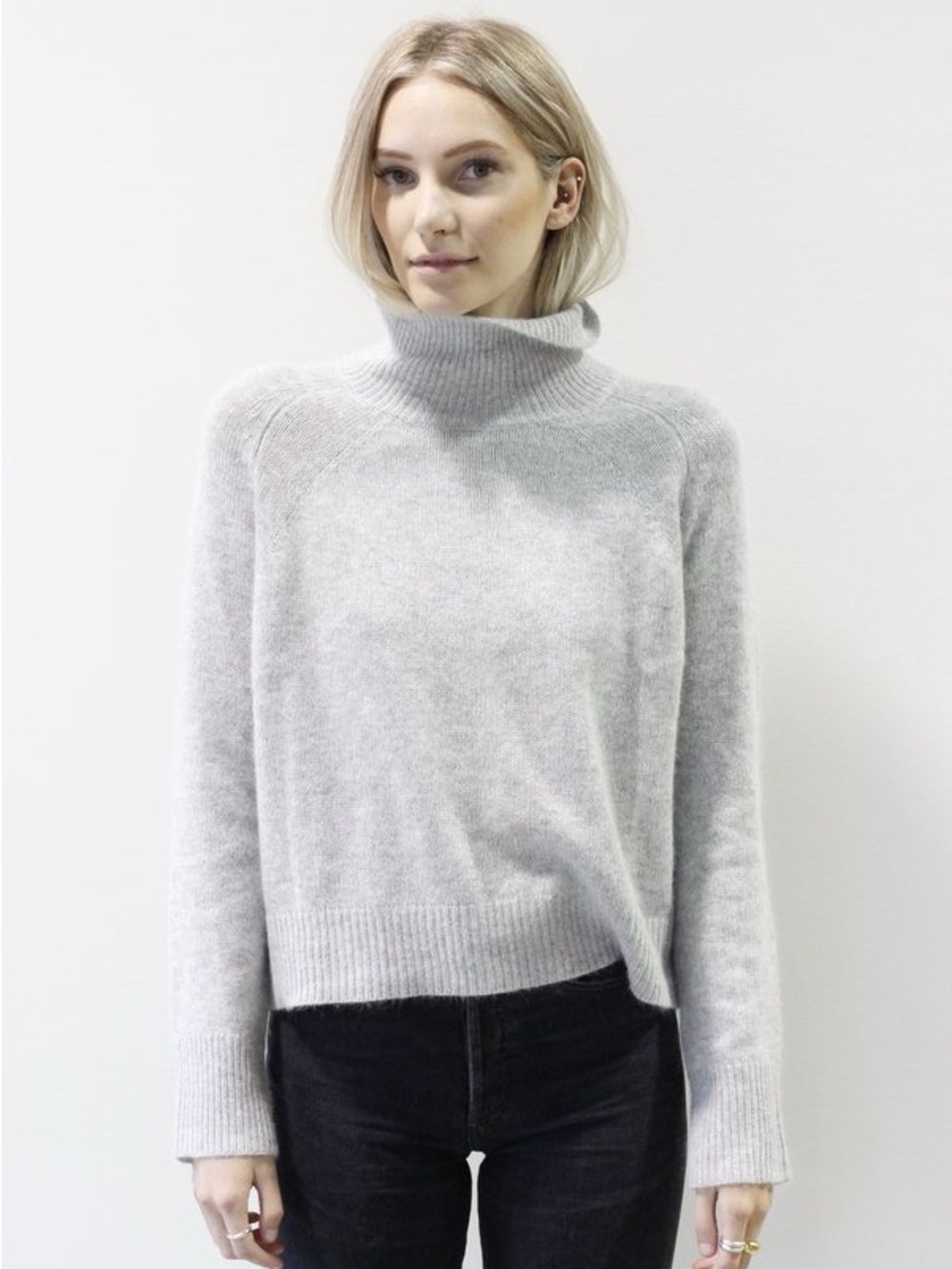Naif Wool Angora Mila Turtleneck Sweater Size Small Grey